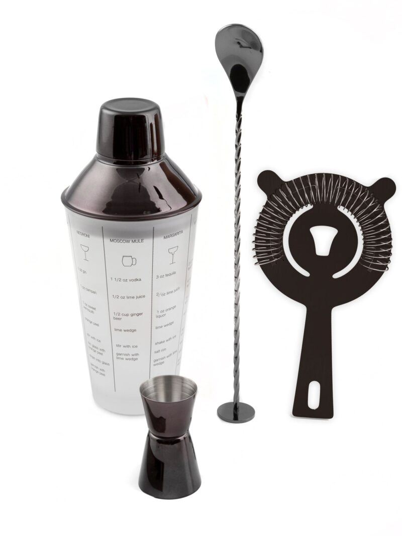 Black Mixology Shaker Tool Set 4 pc